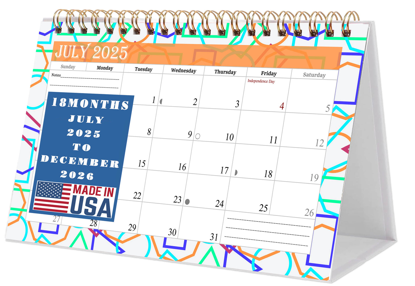 2025-2026 18 Months Standing Flip Desk Calendar Desktop Planner 011