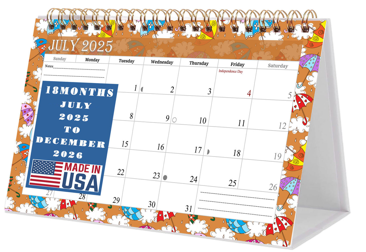 2025-2026 18 Months Standing Flip Desk Calendar Desktop Planner 014