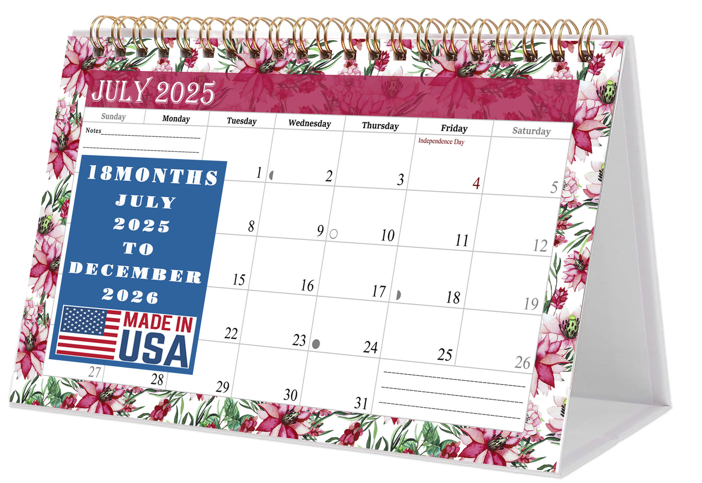 2025-2026 18 Months Standing Flip Desk Calendar Desktop Planner 012