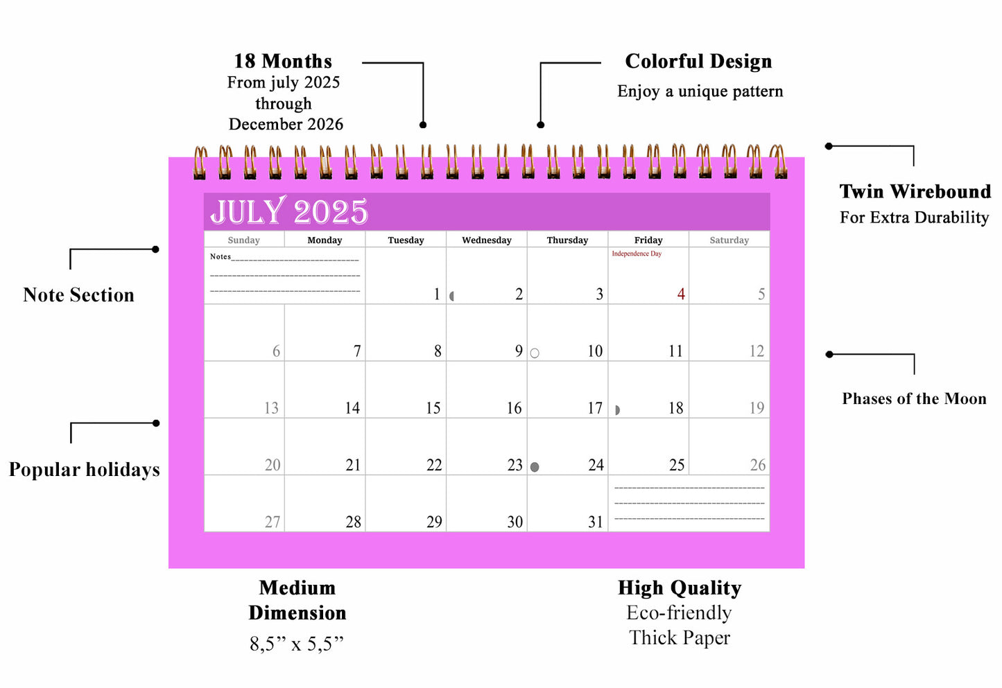 2025-2026 18 Months Standing Flip Desk Calendar Desktop Planner 05