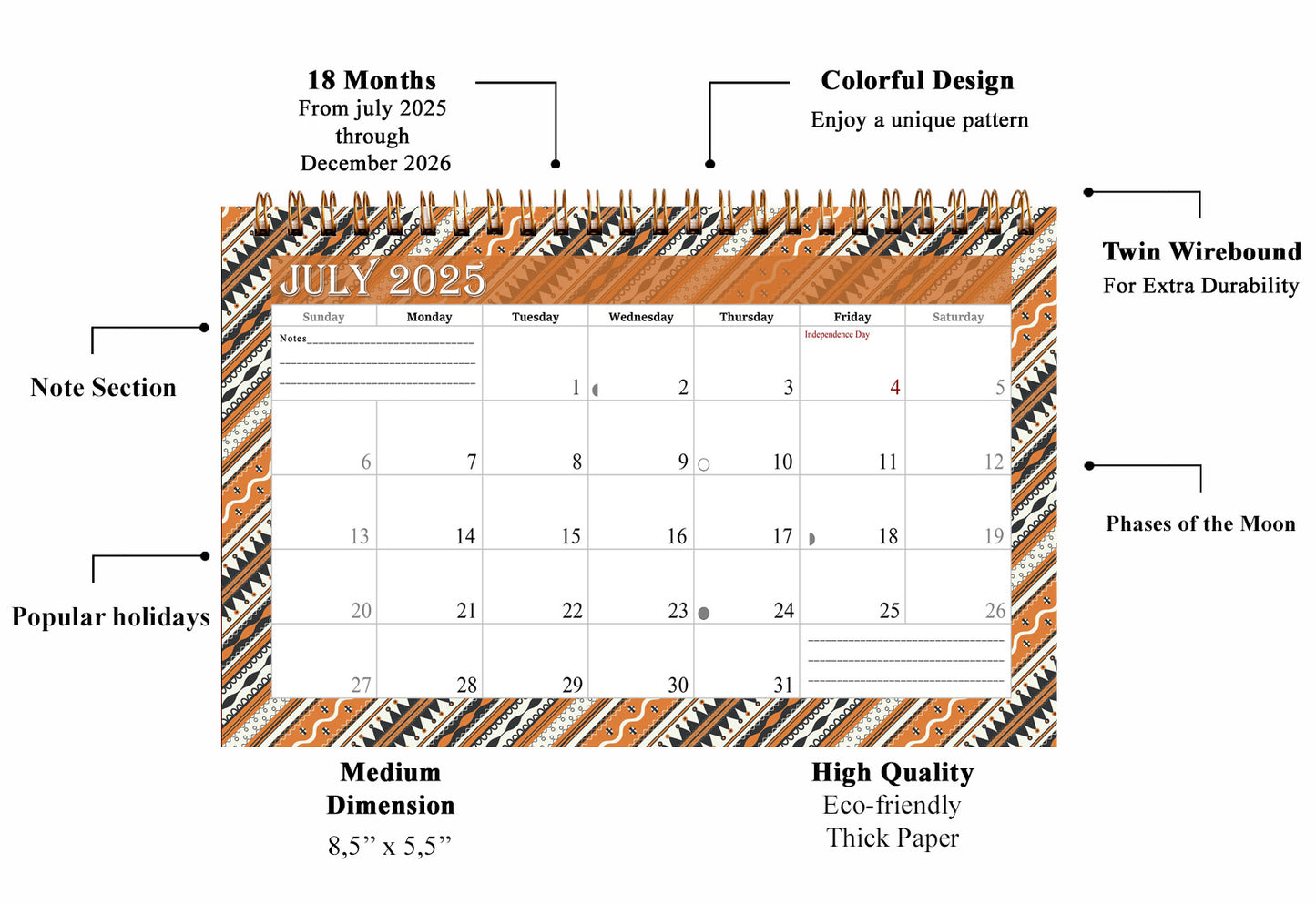 2025-2026 18 Months Standing Flip Desk Calendar Desktop Planner 017