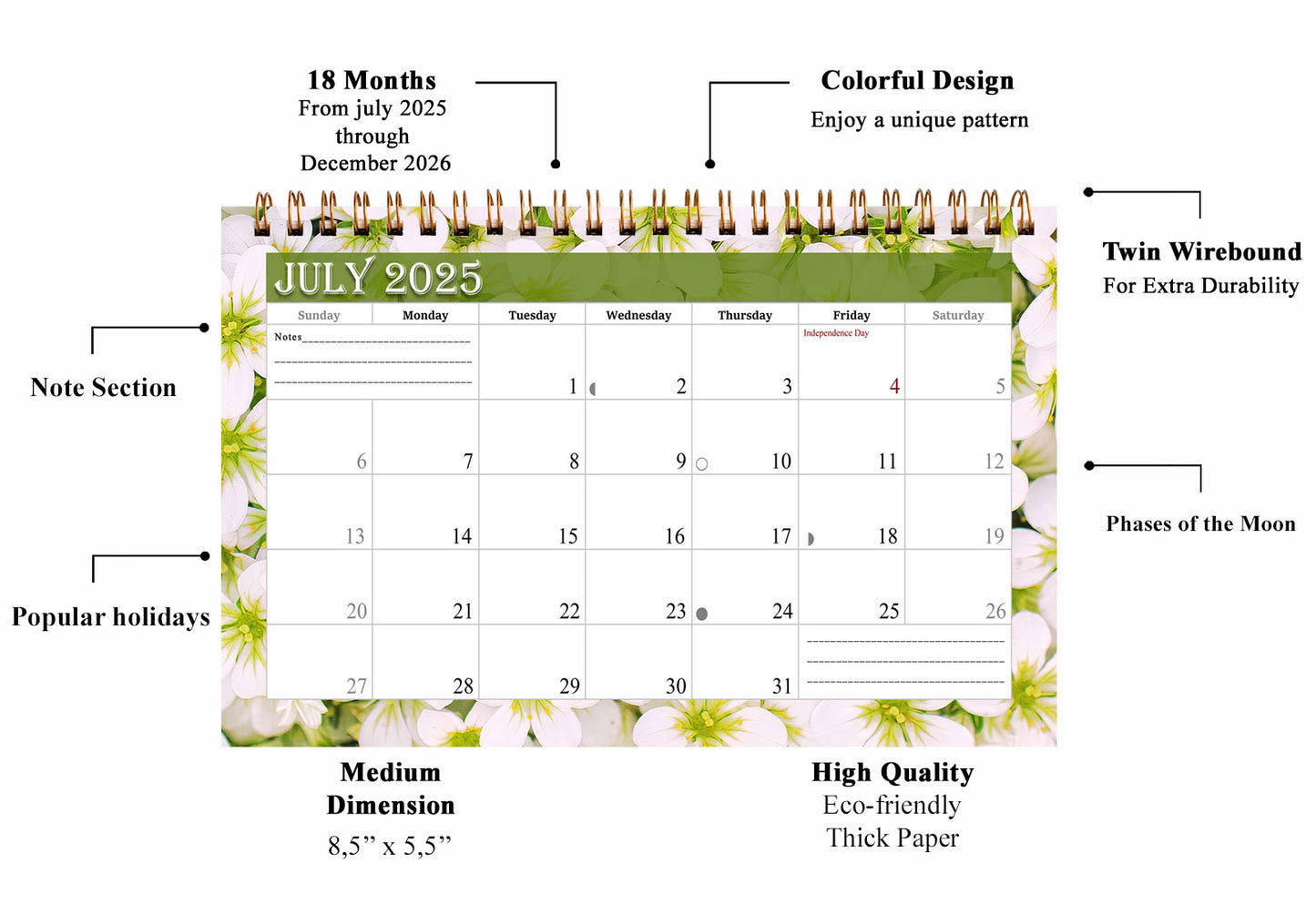 2025-2026 18 Months Standing Flip Desk Calendar Desktop Planner 013