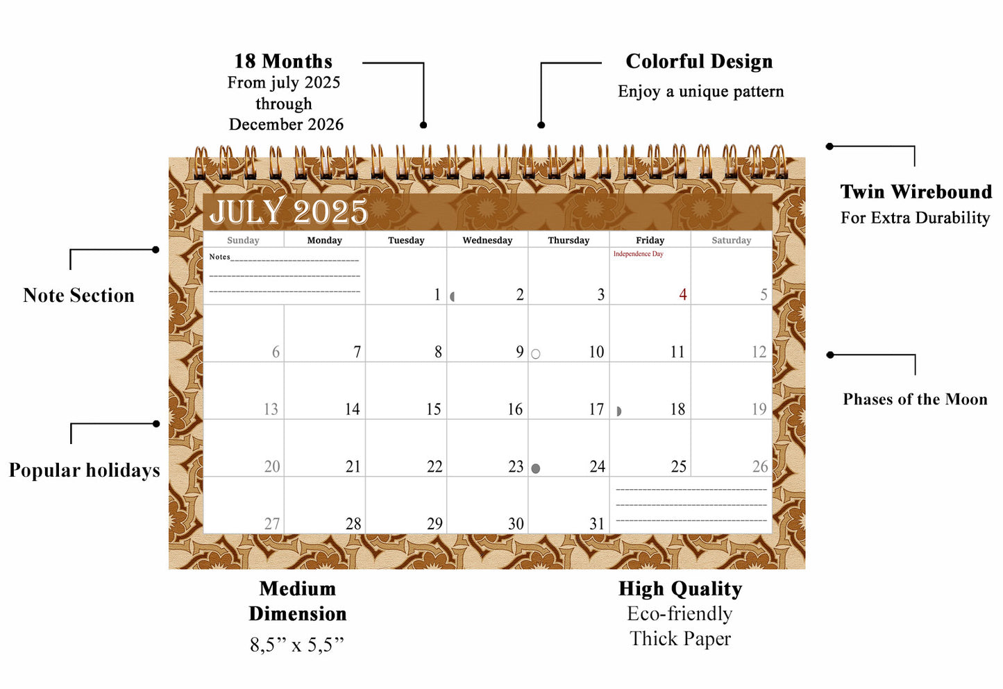 2025-2026 18 Months Standing Flip Desk Calendar Desktop Planner 09