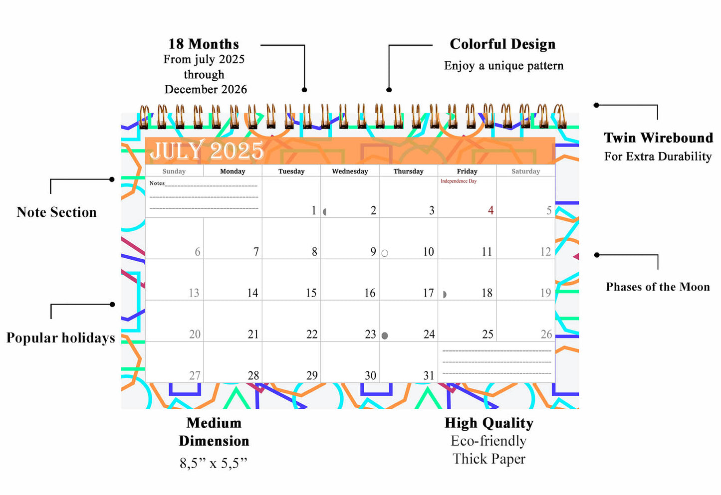 2025-2026 18 Months Standing Flip Desk Calendar Desktop Planner 011