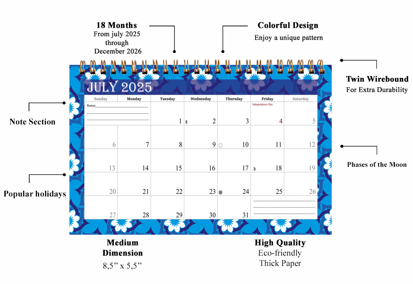 2025-2026 18 Months Standing Flip Desk Calendar Desktop Planner 07