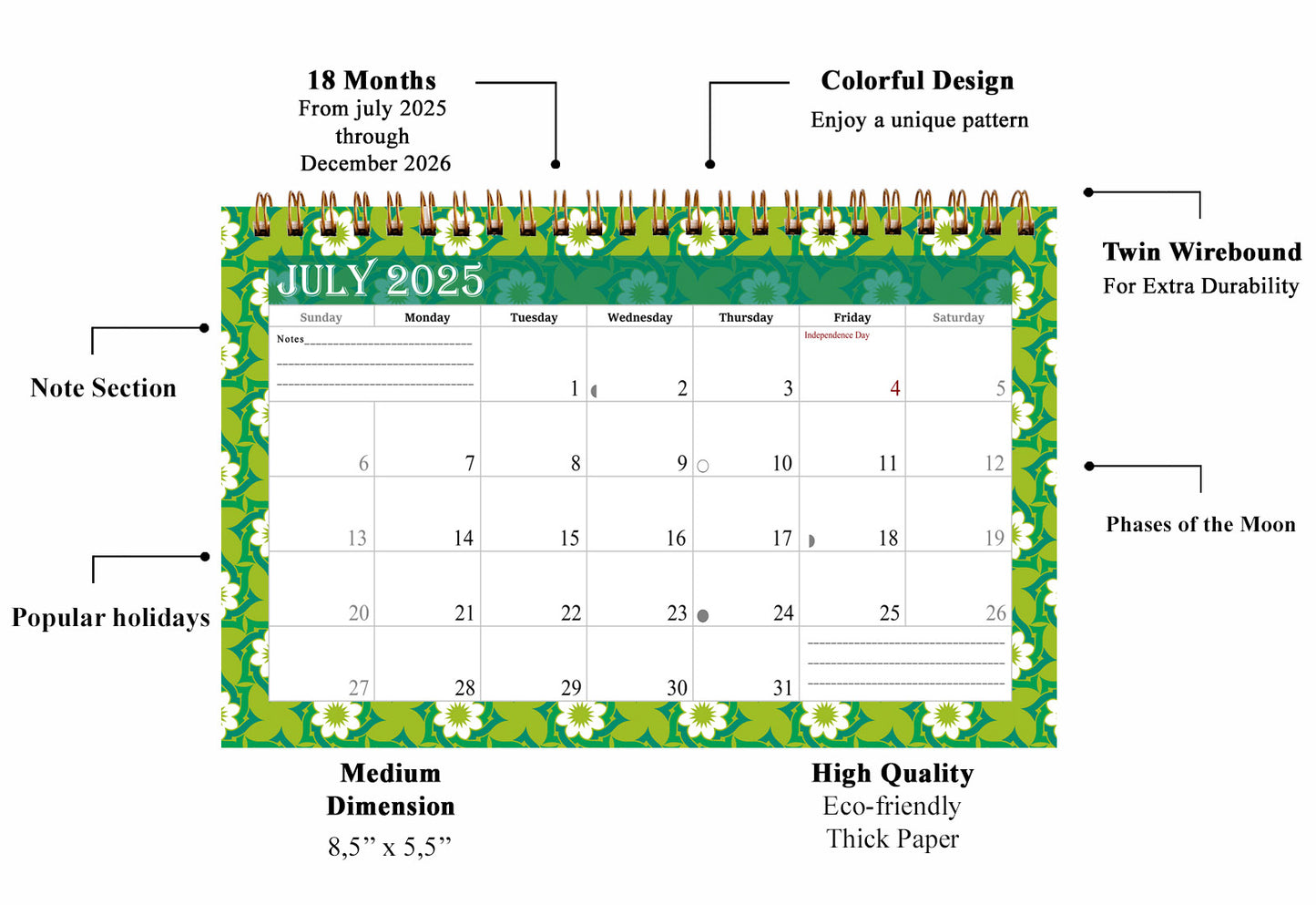2025-2026 18 Months Standing Flip Desk Calendar Desktop Planner 06