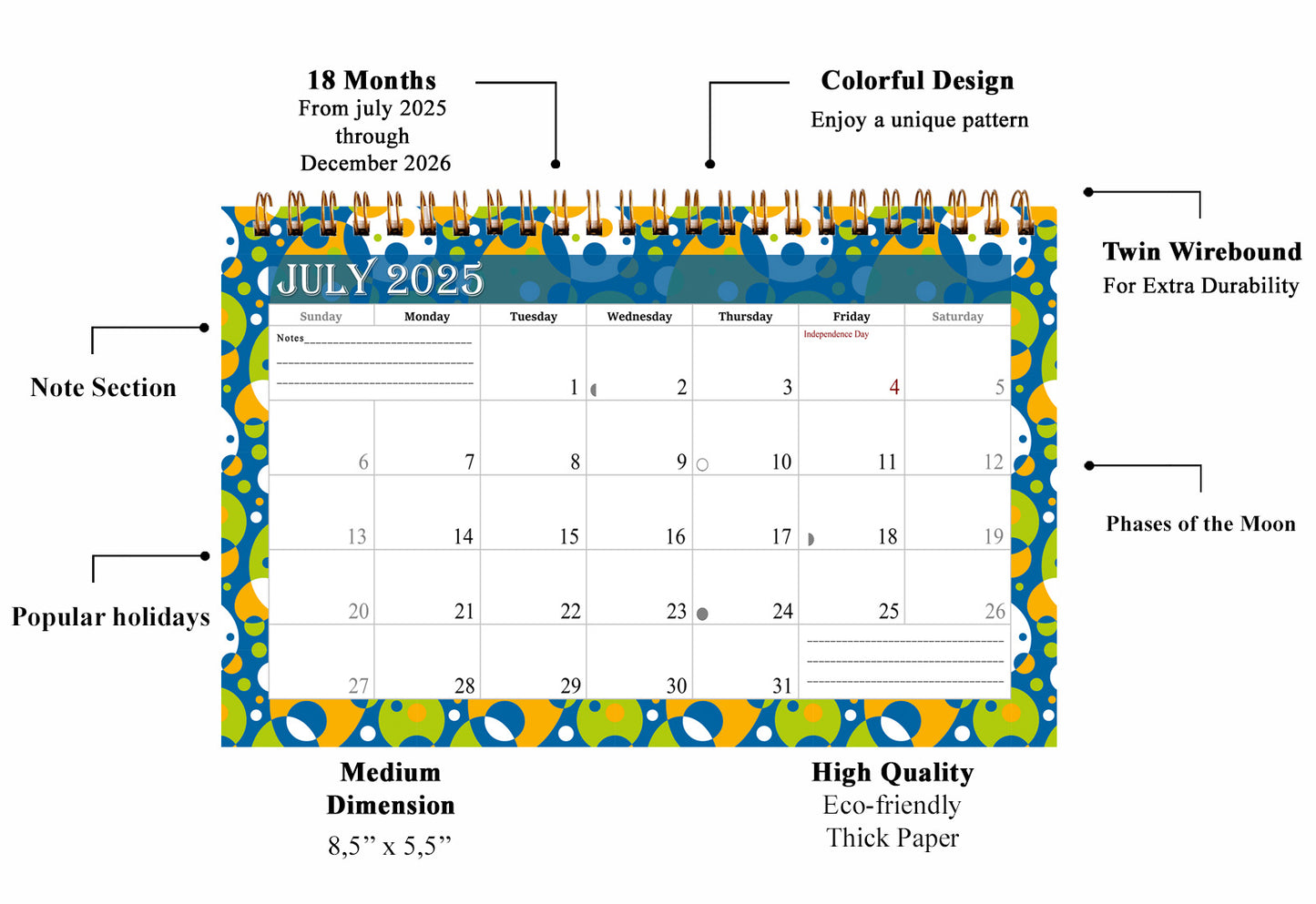 2025-2026 18 Months Standing Flip Desk Calendar Desktop Planner 015
