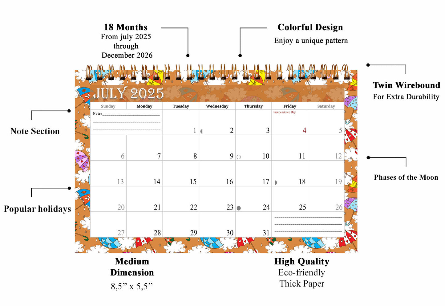 2025-2026 18 Months Standing Flip Desk Calendar Desktop Planner 014