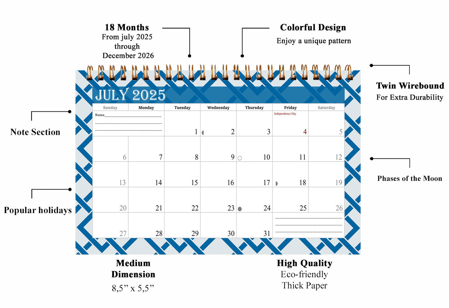2025-2026 18 Months Standing Flip Desk Calendar Desktop Planner 04