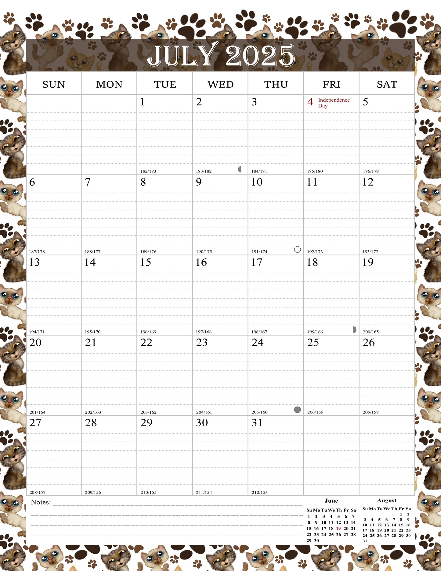 2025-2026 Wall Calendar Spiral-bound Twin-Wire Binding - 18 Months 8.5" x 11" 017