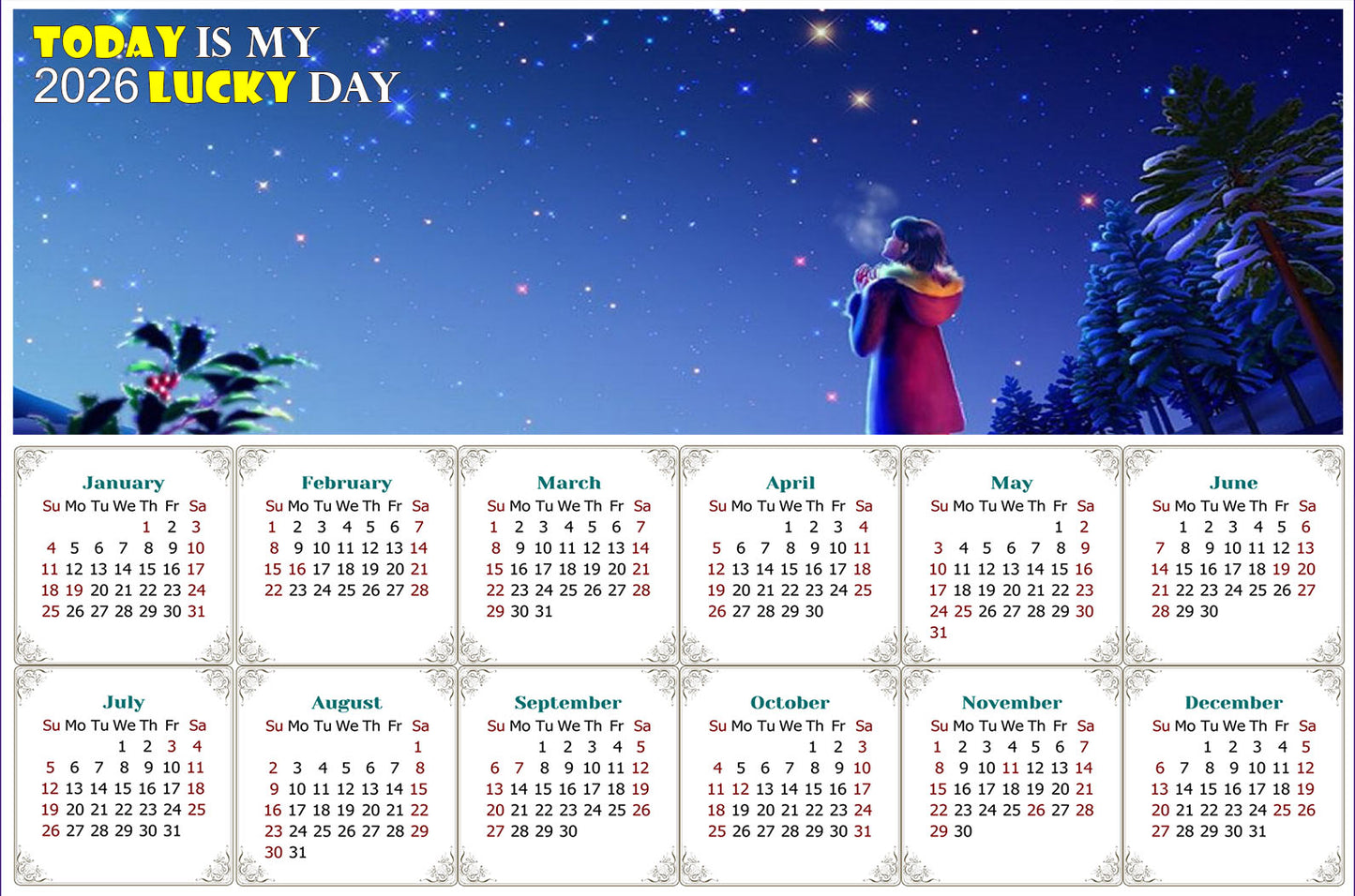 2026 Magnetic Calendar - Calendar Magnets - Today is my Lucky Day - Edition #28