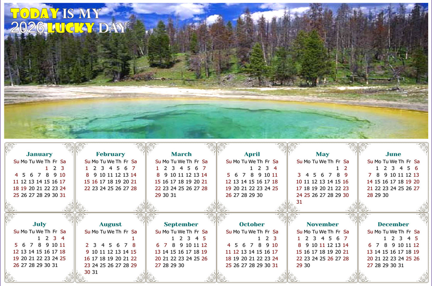 2026 Magnetic Calendar - Calendar Magnets - Today is my Lucky Day - Edition #29