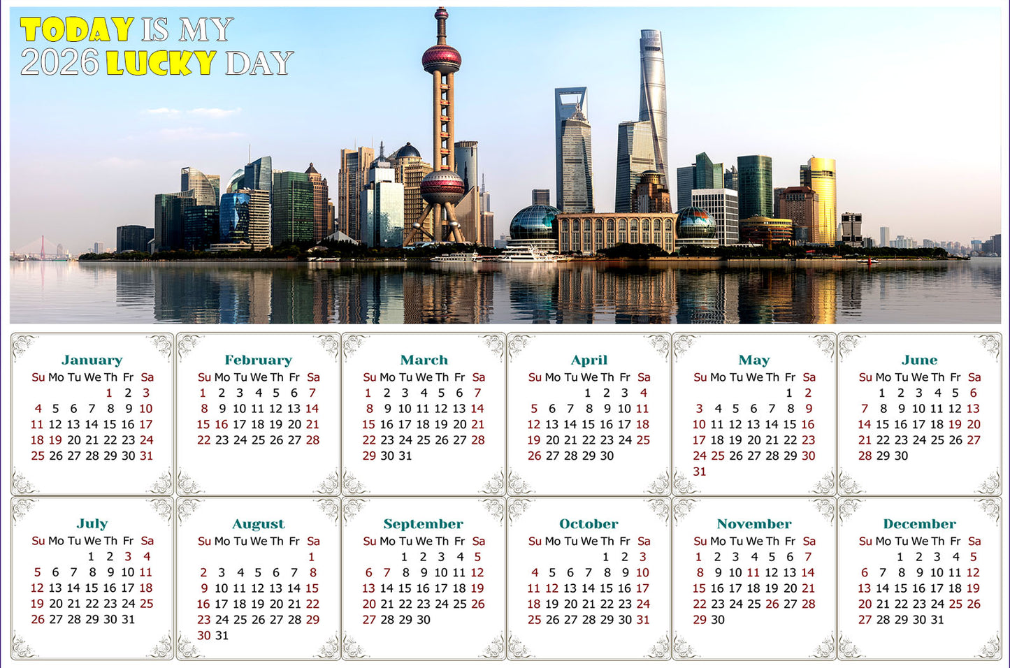 2026 Magnetic Calendar - Calendar Magnets - Today is My Lucky Day - (Shanghai)