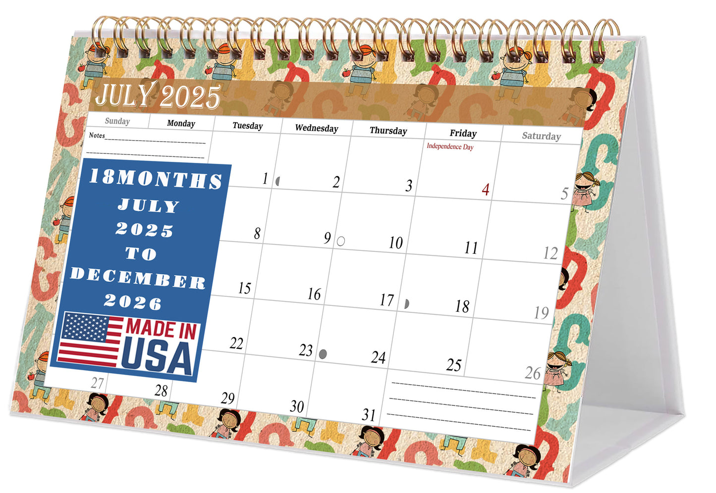 2025-2026 18 Months Standing Flip Desk Calendar Desktop Planner 010