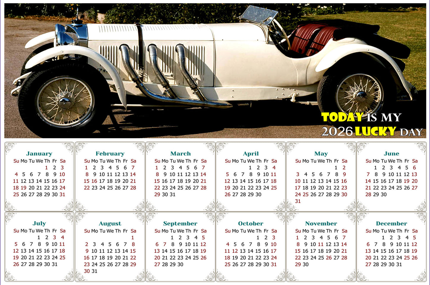 2026 Magnetic Calendar - Calendar Magnets - Today is my Lucky Day - Edition #50