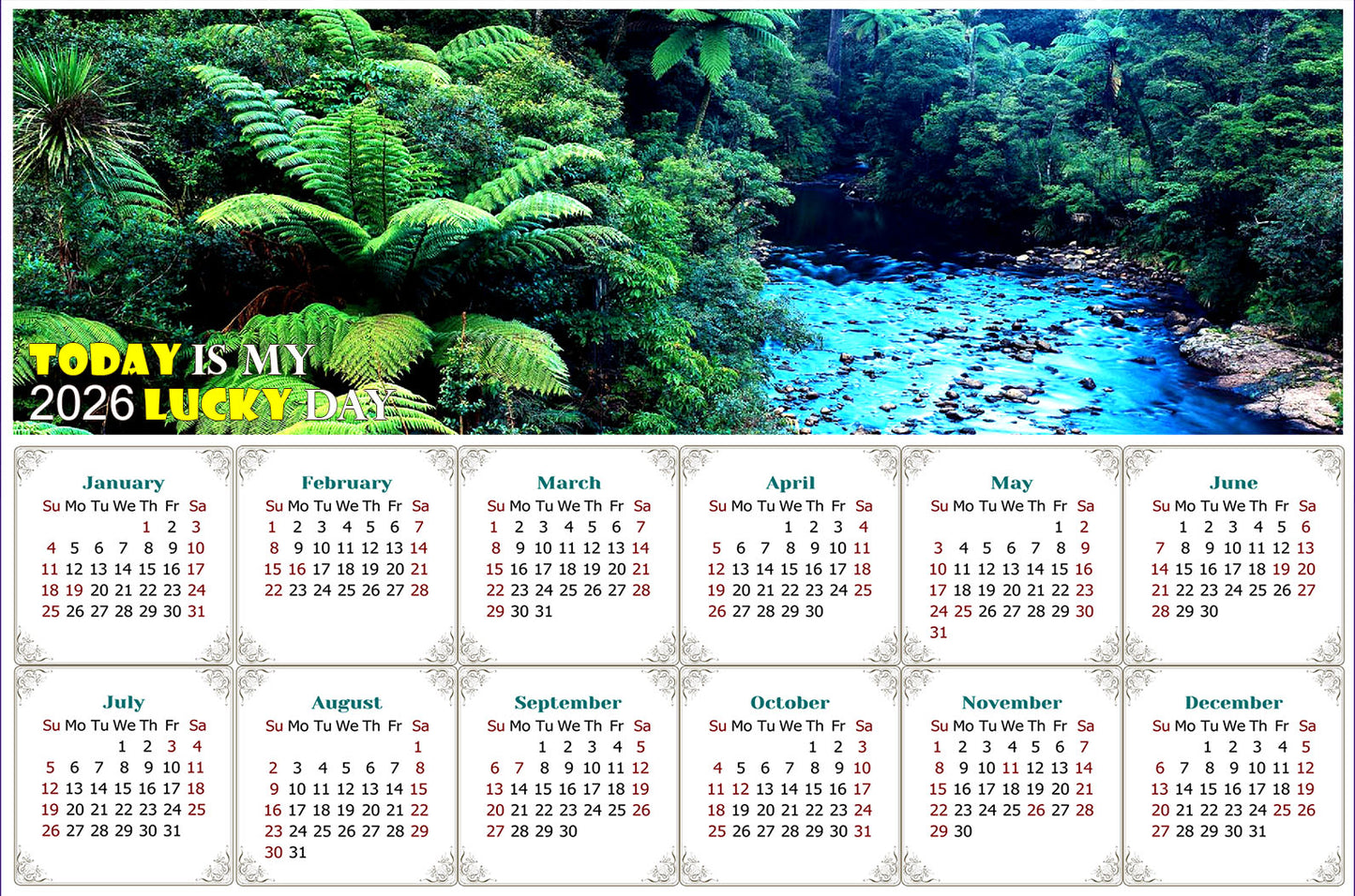 2026 Magnetic Calendar - Calendar Magnets - Today is My Lucky Day (Waipoua Kauri Reserve)
