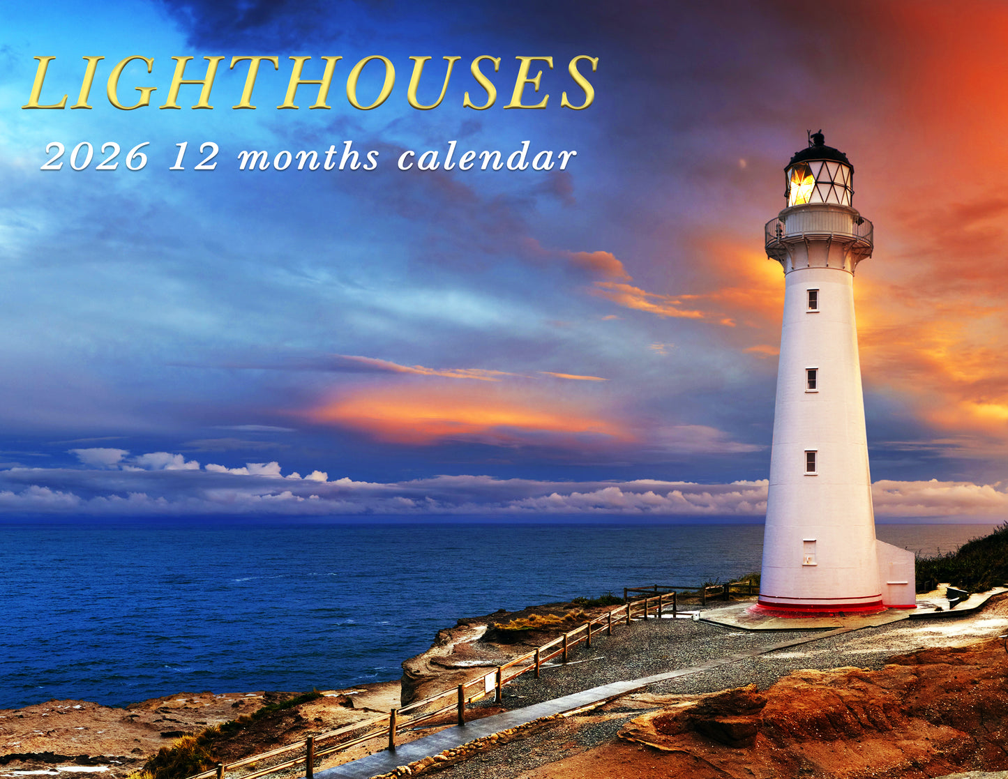 2026 Spiral-bound Wall Calendar (Lighthouses) - 12 Months Desktop/Wall Calendar/Planner