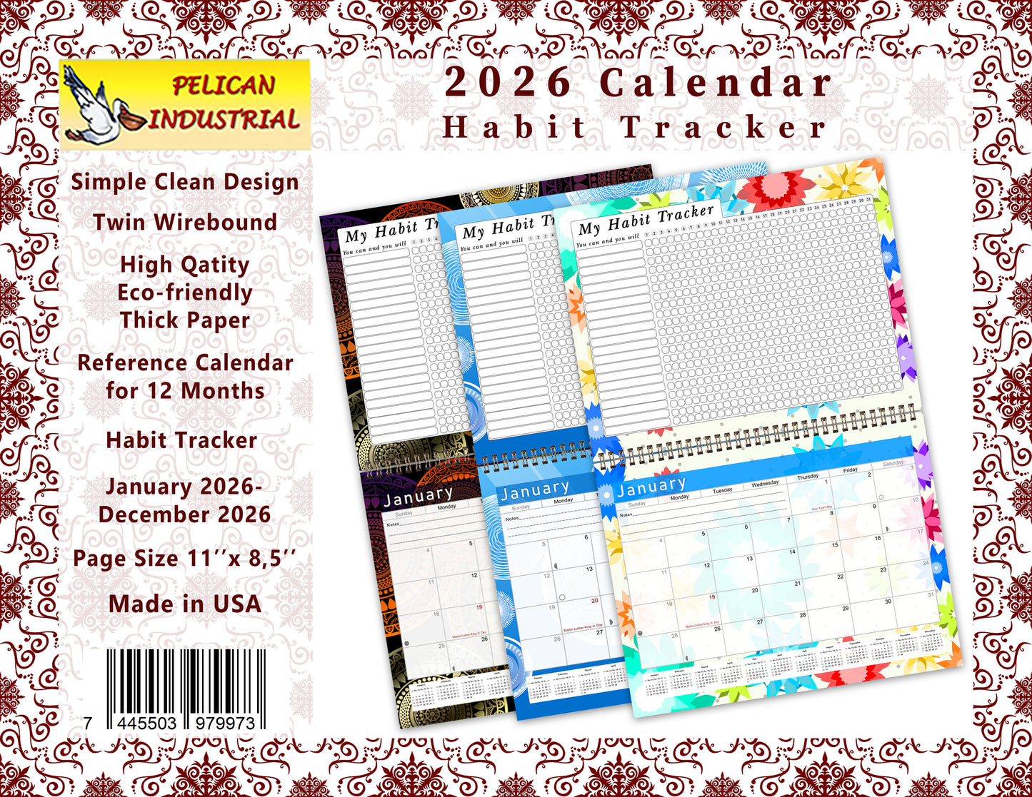 2026 Monthly Desktop/Wall Calendar/Planner - Habit Tracker - (Edition #14)