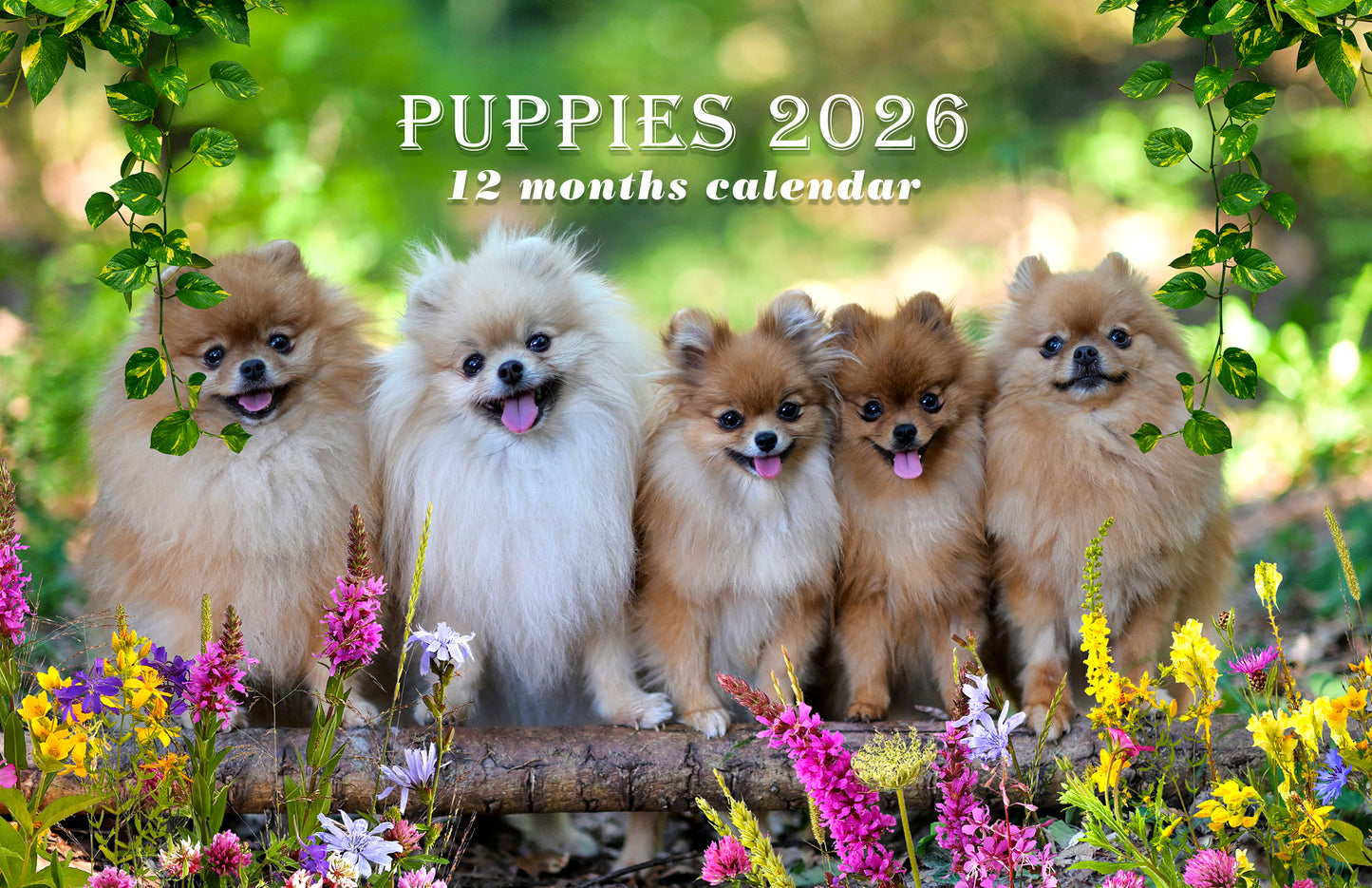 2026 Spiral-bound Wall Calendar (Puppies) - 12 Months Desktop/Wall Calendar/Planner