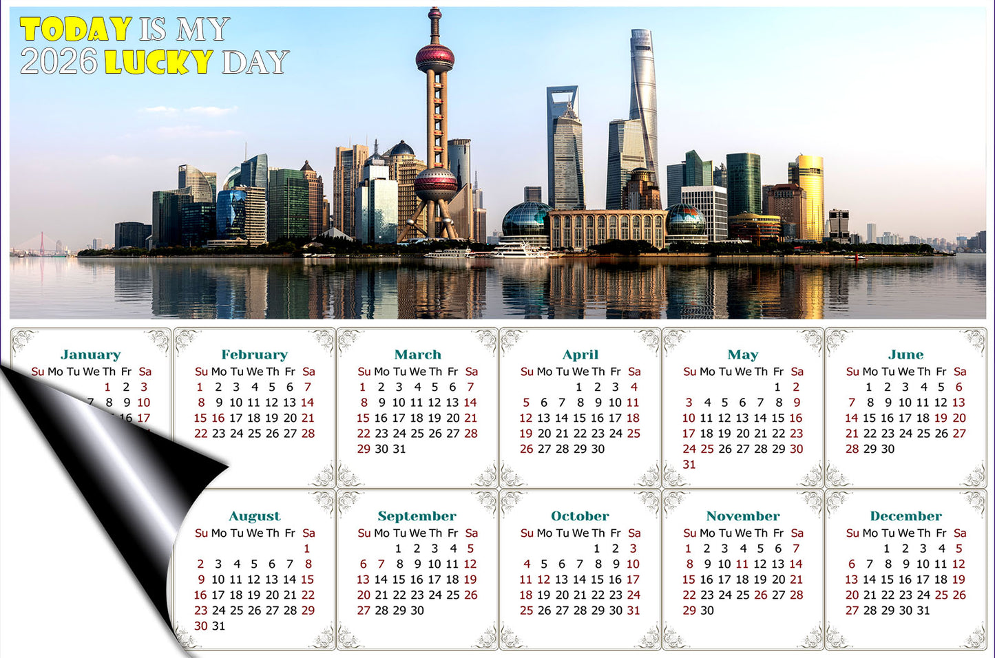 2026 Magnetic Calendar - Calendar Magnets - Today is My Lucky Day - (Shanghai)