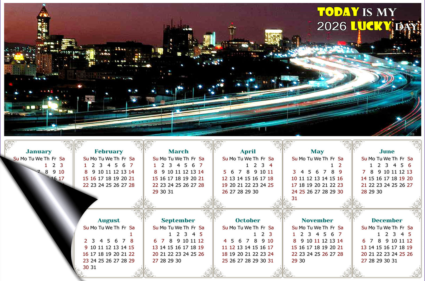 2026 Magnetic Calendar - Calendar Magnets - Today is my Lucky Day - Edition #51