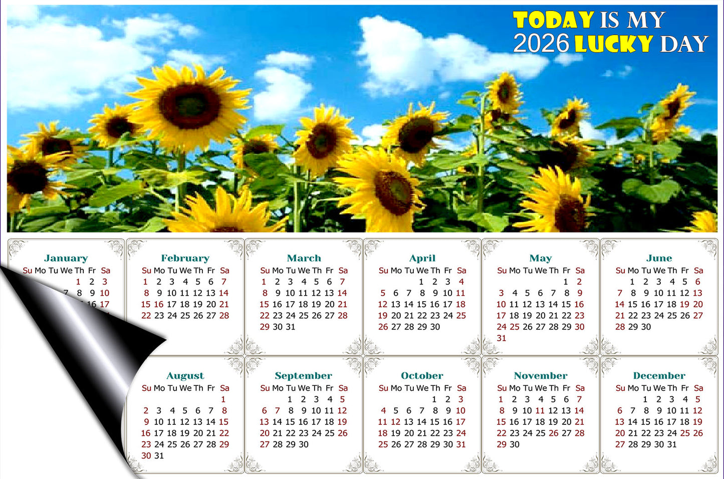 2026 Magnetic Calendar - Calendar Magnets - Today is my Lucky Day - Edition #34