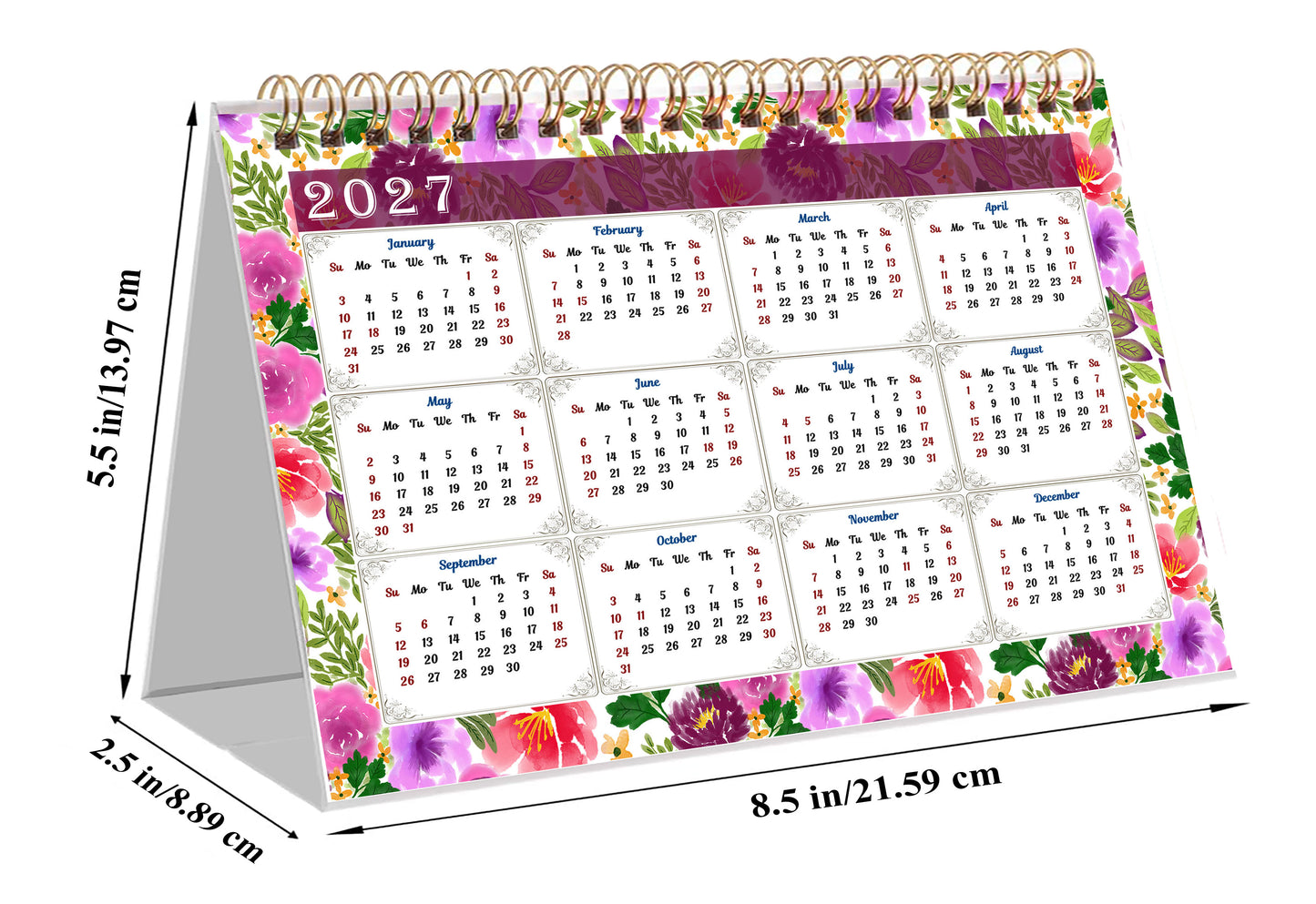 2025-2026 18 Months Standing Flip Desk Calendar Desktop Planner 012