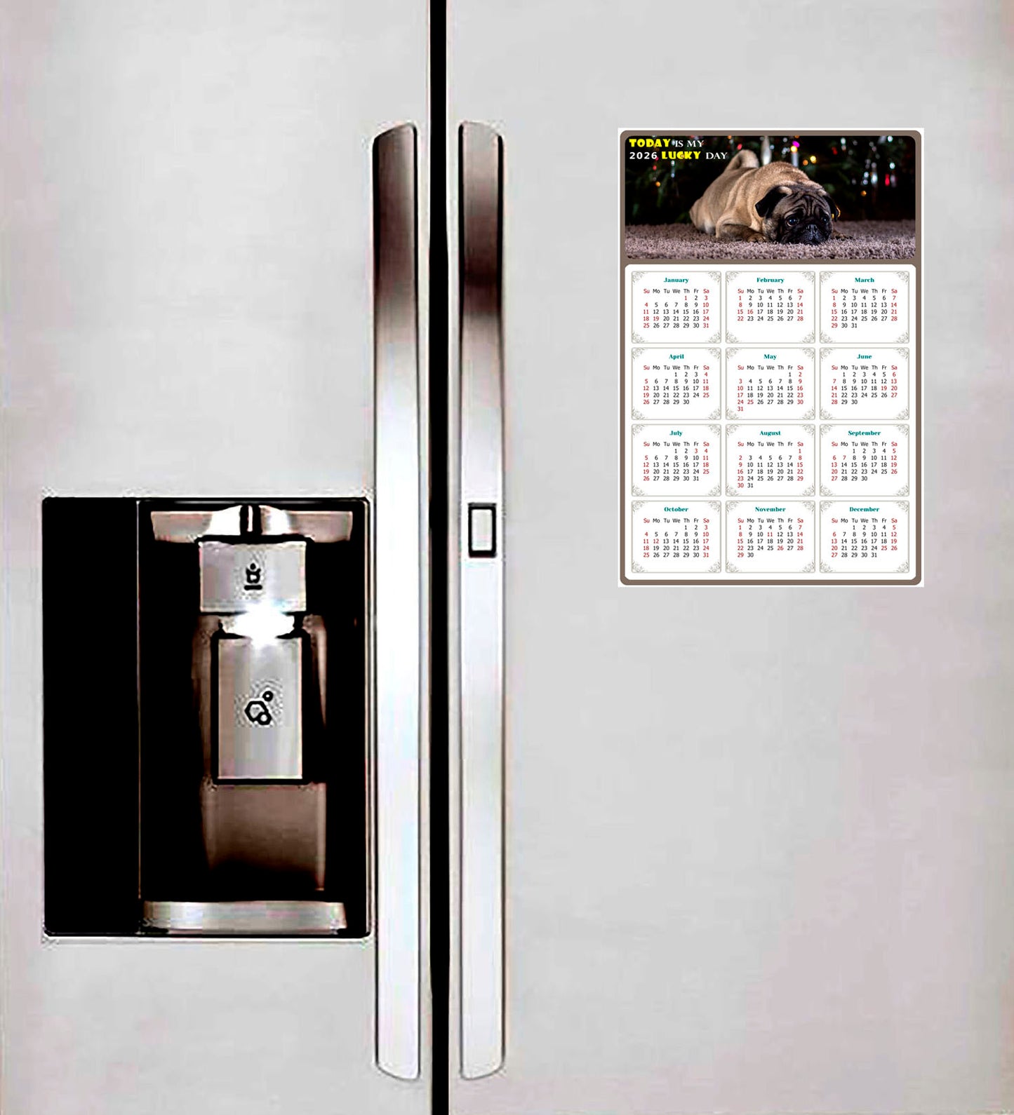 2026 Peel & Stick Calendar - Today is my Lucky Day Removable - Dogs 02 (12"x 8")