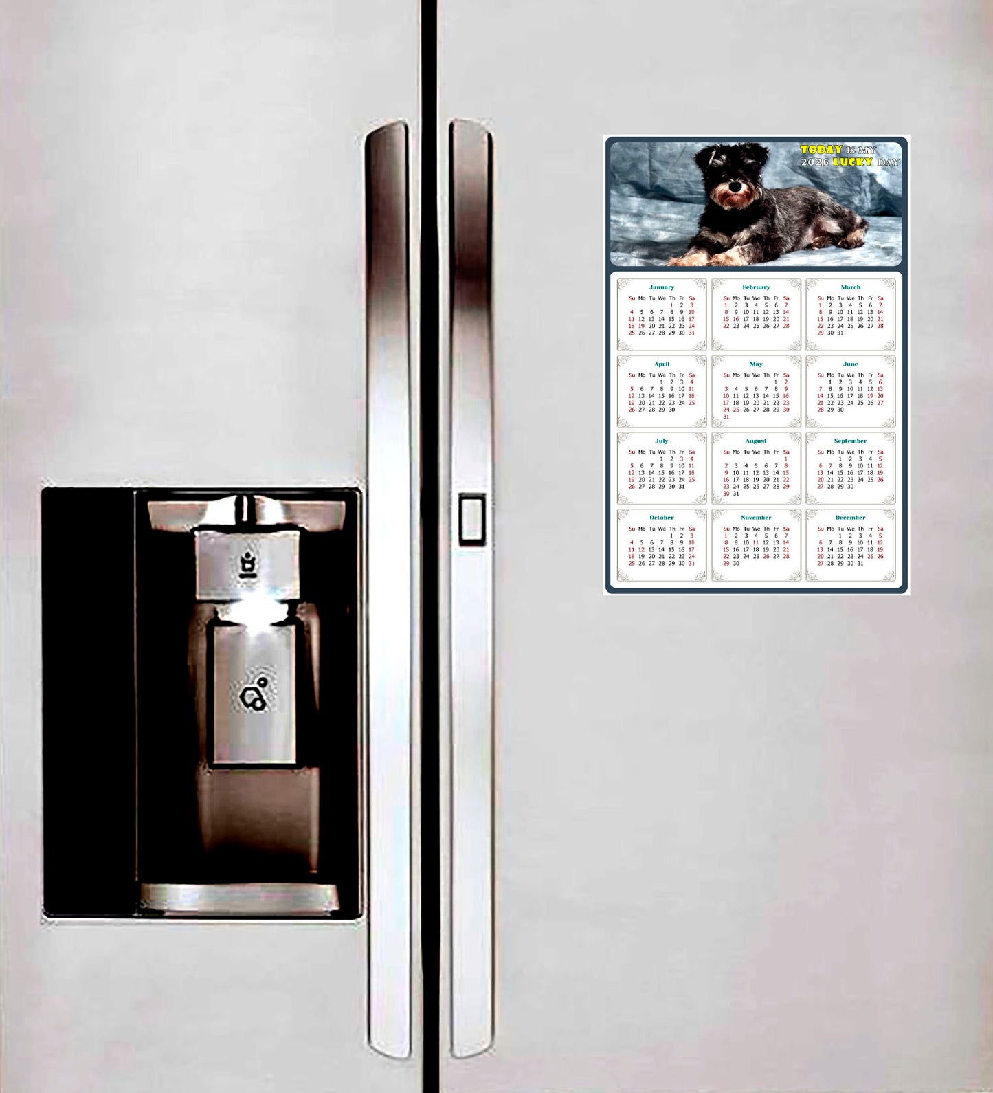 2026 Peel & Stick Calendar - Today is my Lucky Day Removable - Dogs 010 (12"x 8")