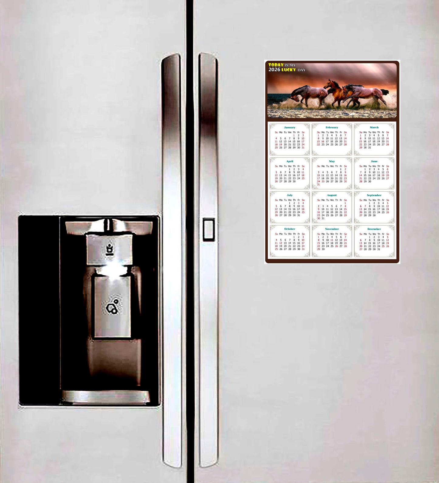 2026 Peel & Stick Calendar - Today is my Lucky Day Removable - Horses 01 (9"x 6")