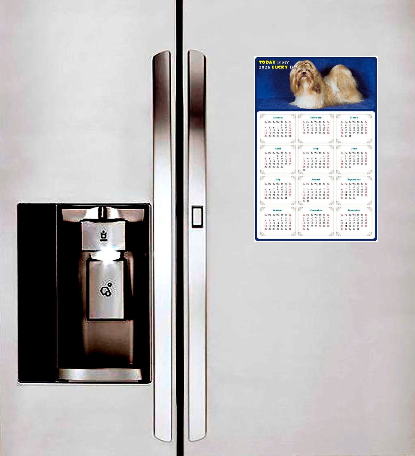2026 Peel & Stick Calendar - Today is my Lucky Day Removable - Dogs 07 (9"x 6")