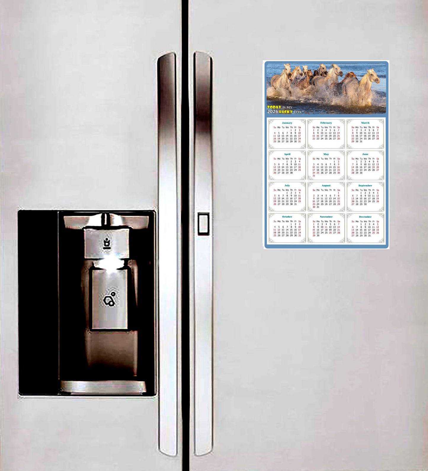 2026 Peel & Stick Calendar - Today is my Lucky Day Removable - Horses 08 (9"x 6")