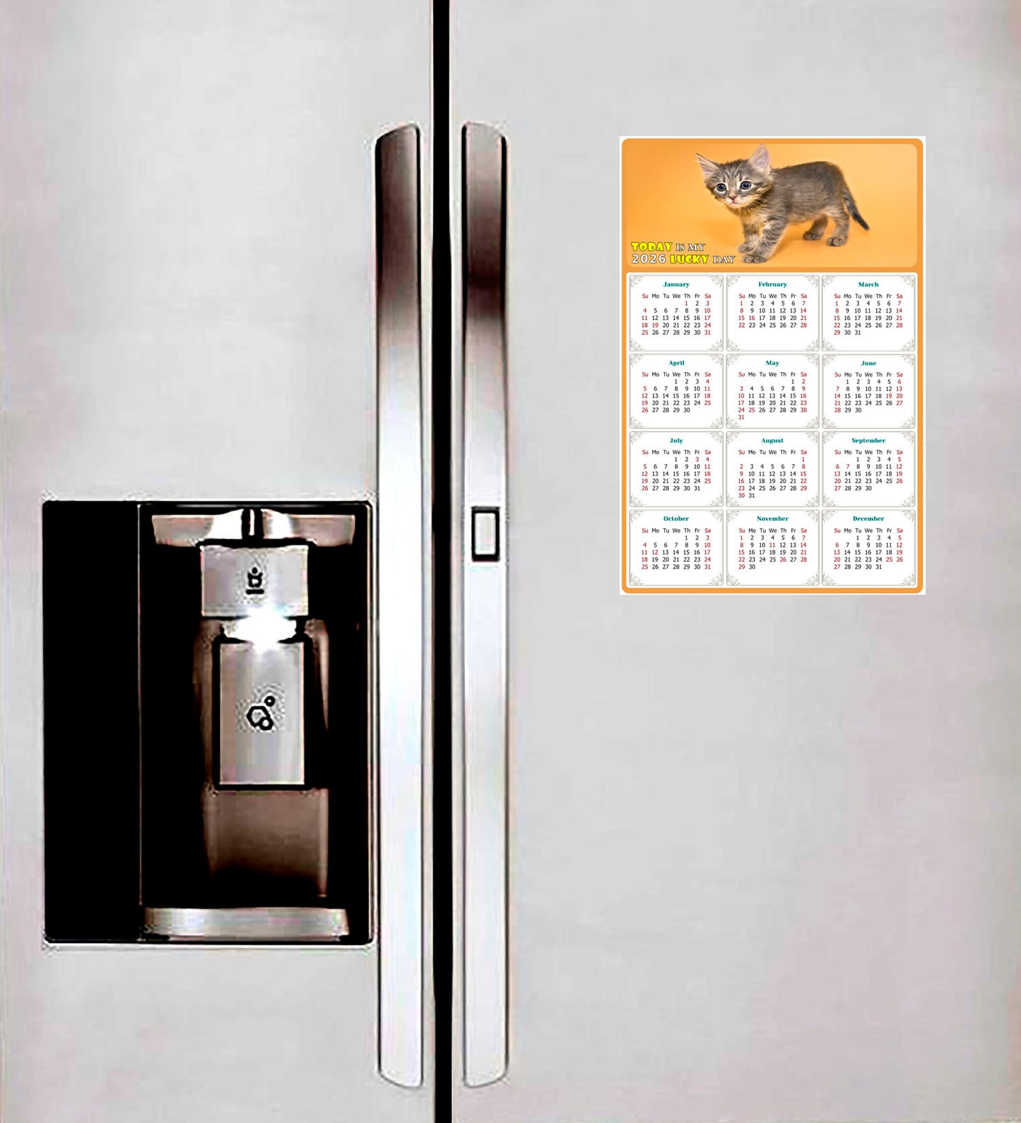 2026 Peel & Stick Calendar - Today is my Lucky Day Removable - Cat 018 (9"x 6")
