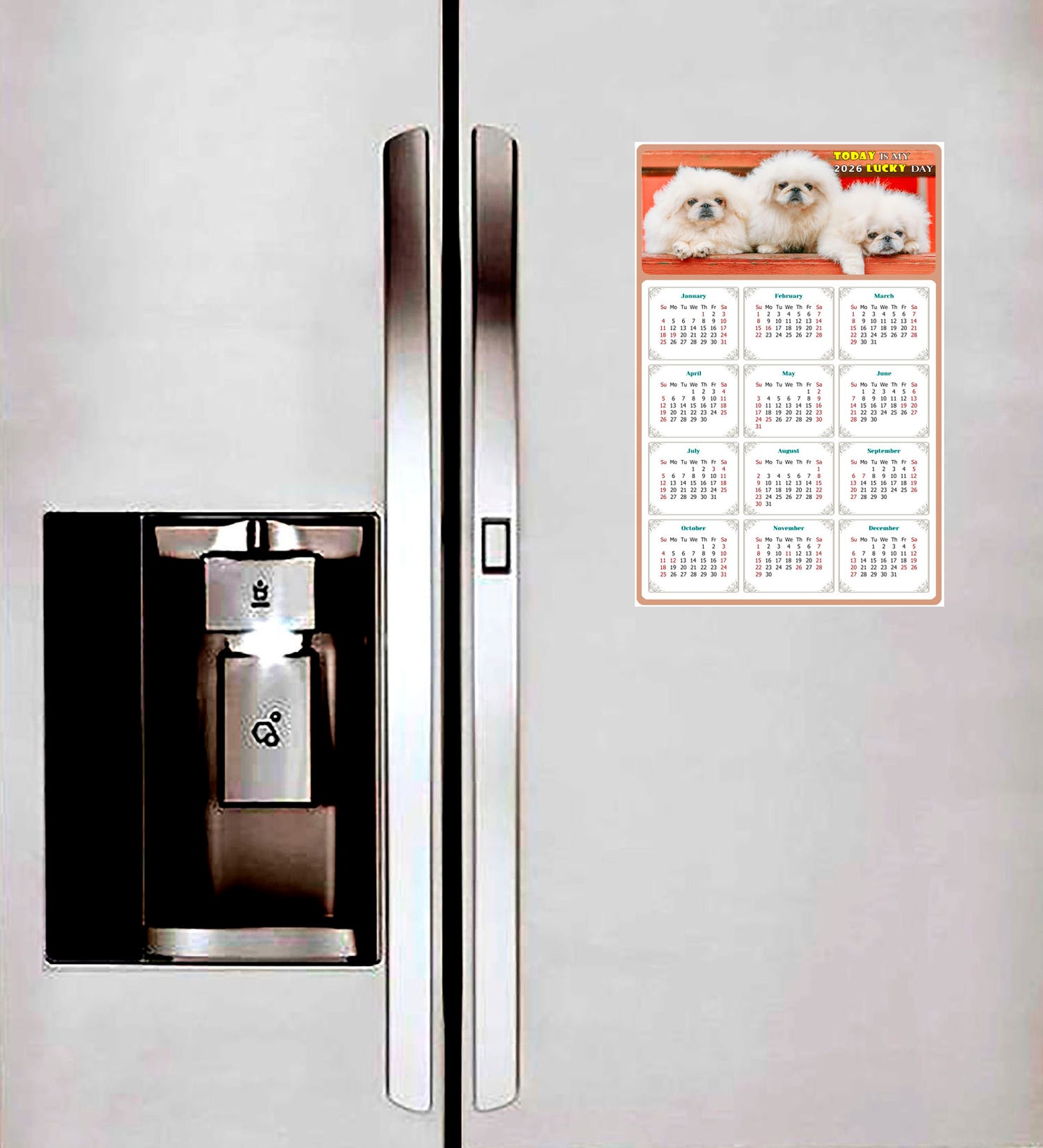 2026 Magnetic Calendar - Today is My Lucky Day (Fade, Tear, and Water Resistant)- Dogs Themed 022