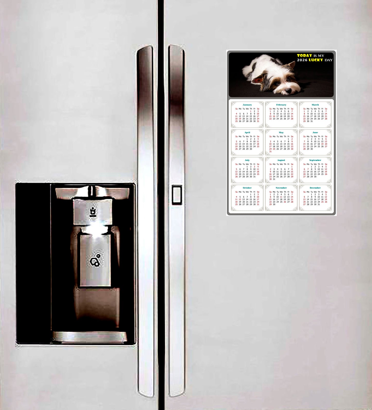 2026 Peel & Stick Calendar - Today is my Lucky Day Removable - Dogs 018 (12"x 8")