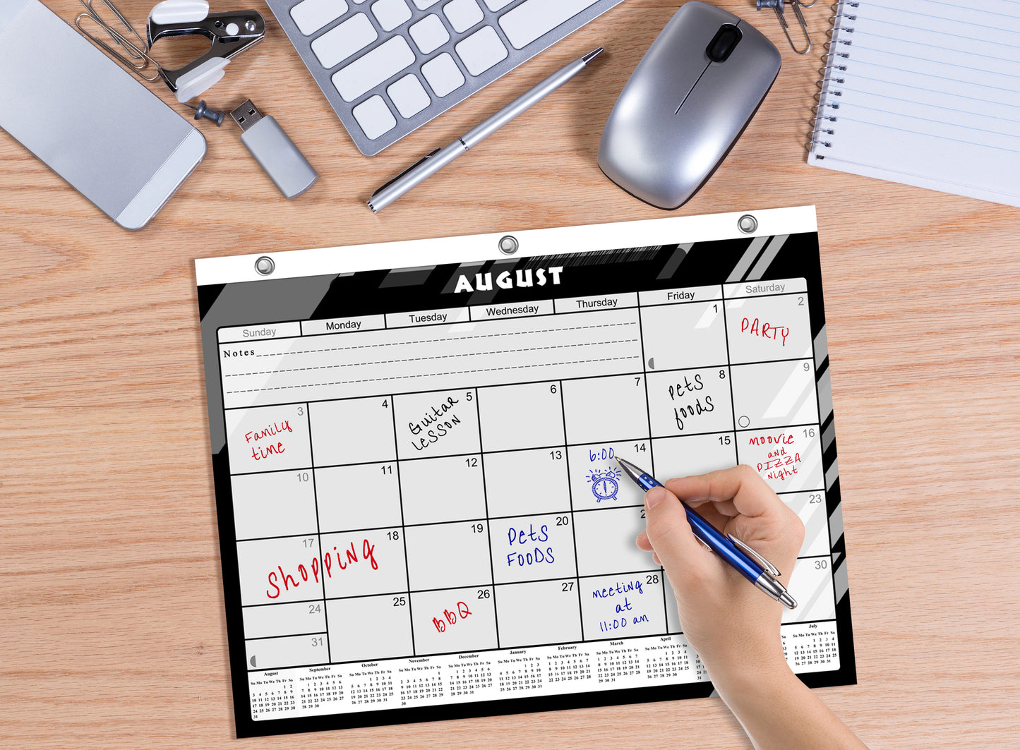 2026 - 2027 Academic Year 12 Months Student Calendar / College Planner for 3-Ring Binder, Desk or Wall -School Supplies - Made in USA- Black&White - (Edition #012)