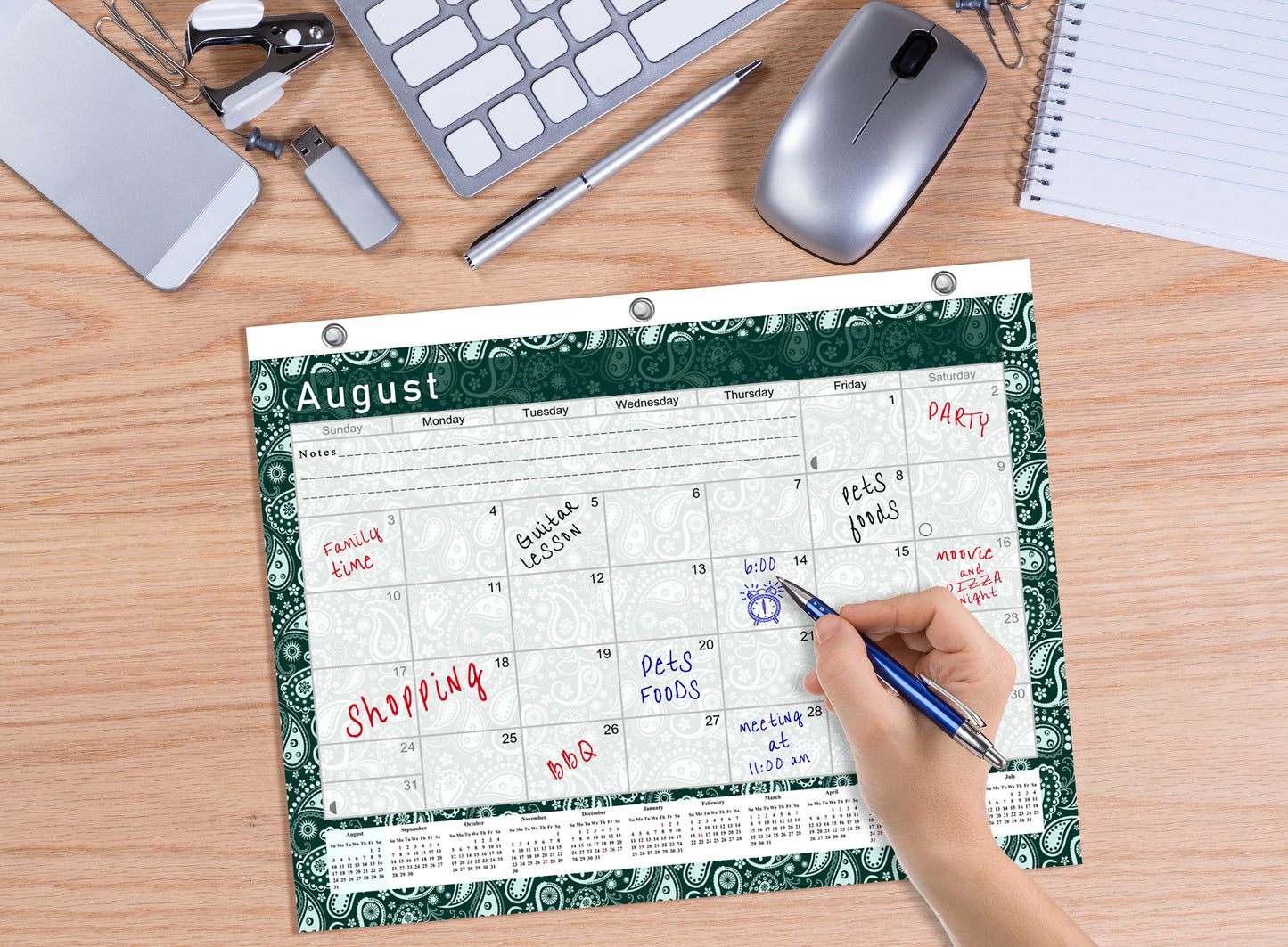 2026 - 2027 Academic Year 12 Months Student Calendar / College Planner for 3-Ring Binder, Desk or Wall -School Supplies - Made in USA -v025