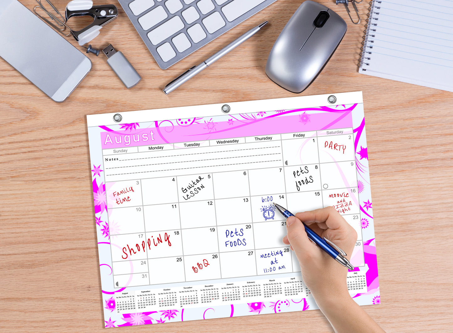 2026 - 2027 Academic Year 12 Months Student Calendar / College Planner for 3-Ring Binder, Desk or Wall -School Supplies - Made in USA -v016b