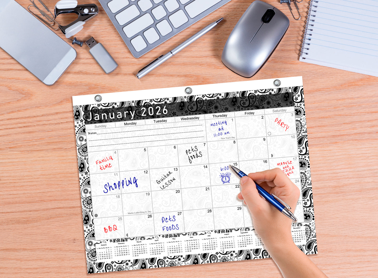 2025 - 2026 Student Calendar/Planner for 3-Ring Binder, Desk, or Wall - v011