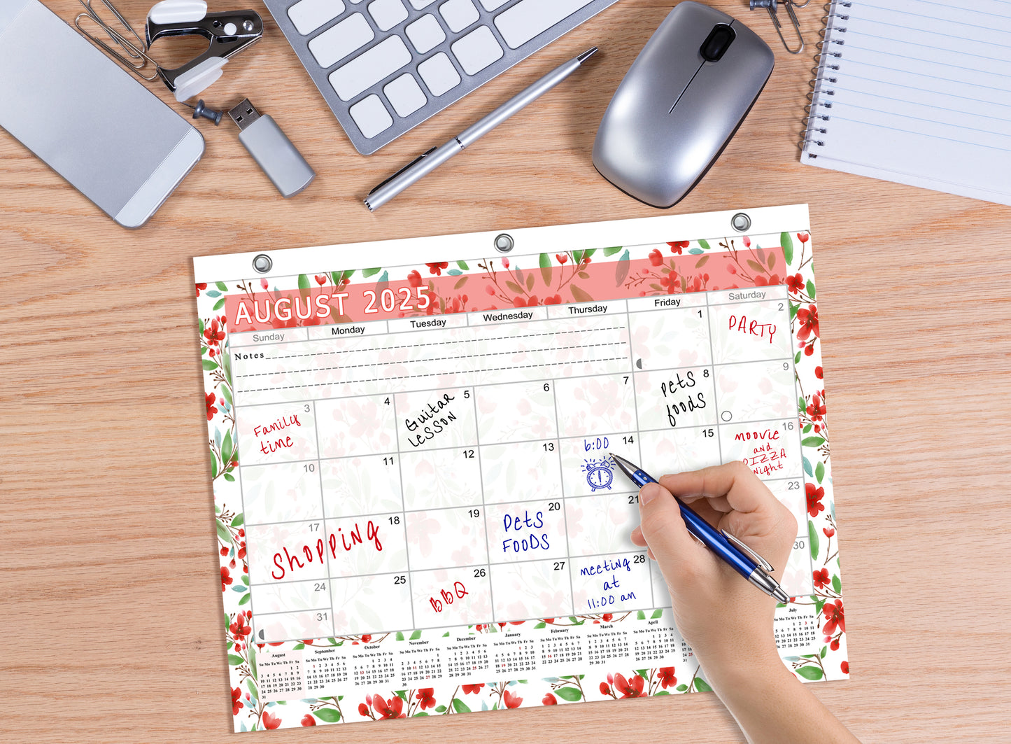 2025 - 2026 Academic Year 12 Months Student Calendar / College Planner for 3-Ring Binder, Desk or Wall -School Supplies - Made in USA (Edition #020)