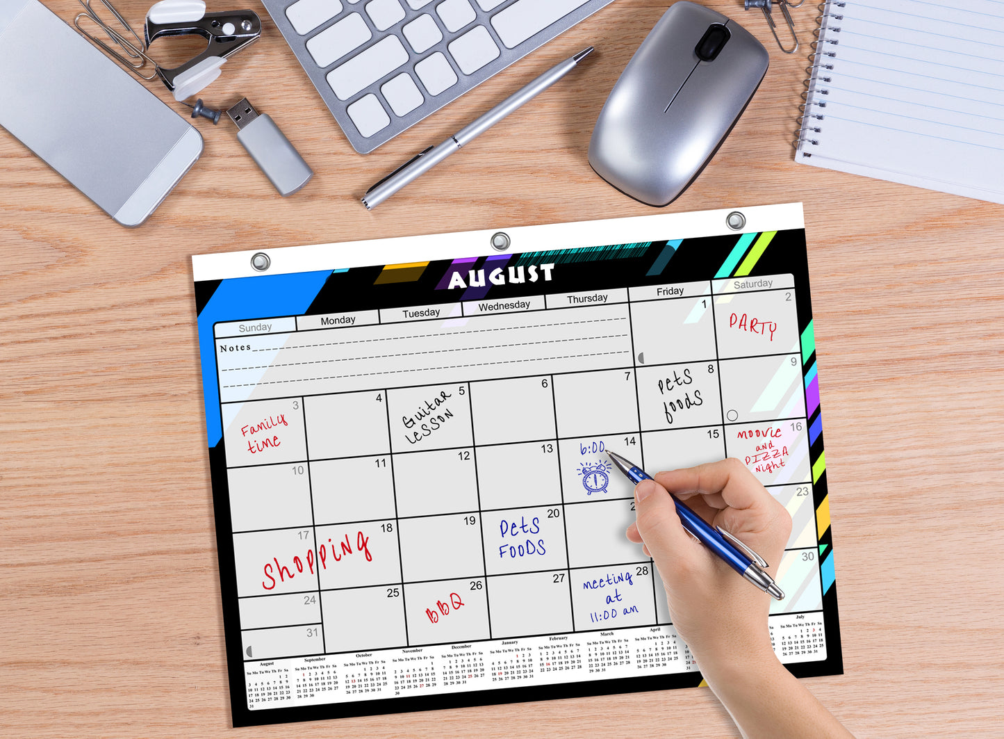 2026 - 2027 Academic Year 12 Months Student Calendar / College Planner for 3-Ring Binder, Desk or Wall -School Supplies - Made in USA (Edition #012)