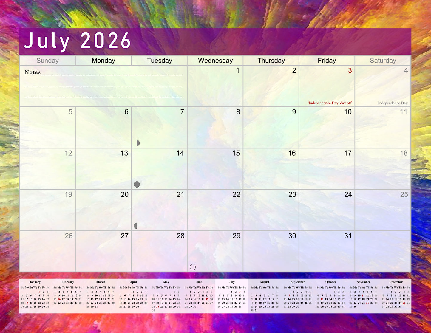 2025-2026 Monthly Spiral-Bound Wall / Desk Calendar - Desktop / Wall Blotter Calendar / Planner - (Edition #26)