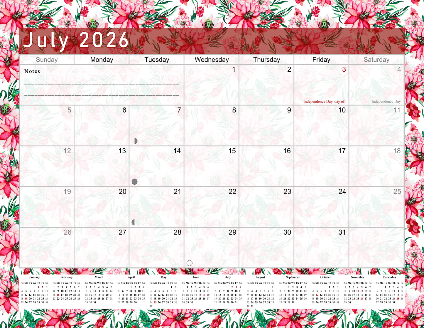 2025-2026 Monthly Spiral-Bound Wall / Desk Calendar - Desktop / Wall Blotter Calendar / Planner - (Edition #22)