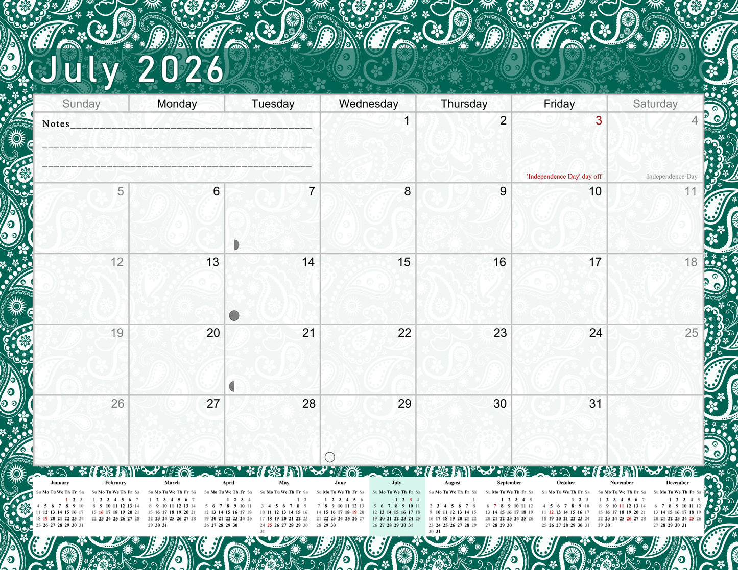 2025-2026 Monthly Spiral-Bound Wall / Desk Calendar - Desktop / Wall Blotter Calendar / Planner - (Edition #24)