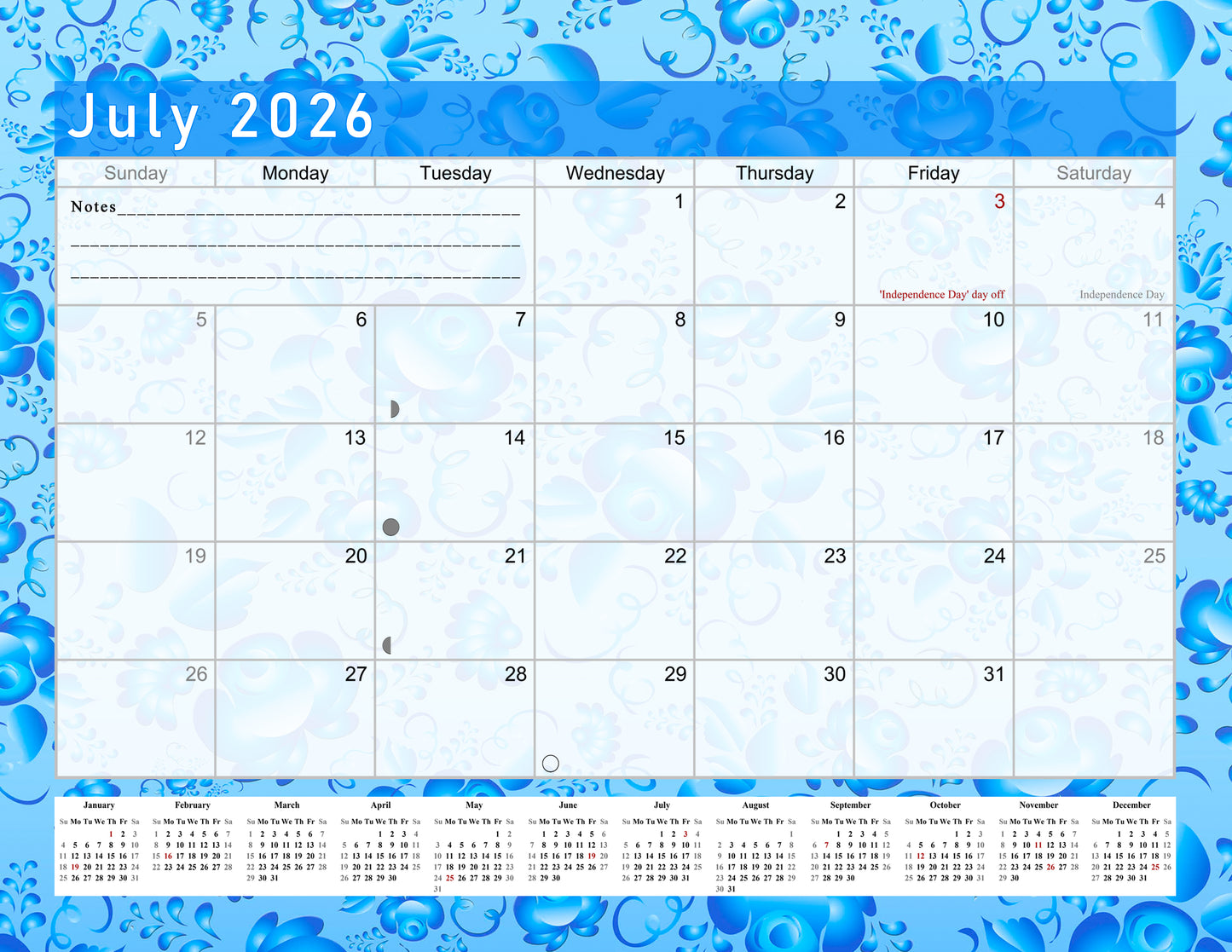 20255-2026 Monthly Spiral-Bound Wall / Desk Calendar - Desktop / Wall Blotter Calendar / Planner - (Edition #19)