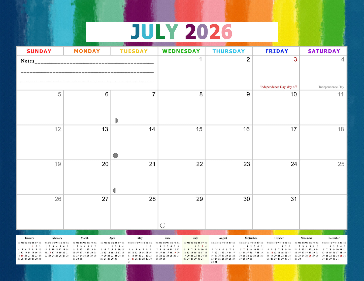 2025-2026 Monthly Spiral-Bound Wall / Desk Calendar - Desktop / Wall Blotter Calendar / Planner - (Edition #27)