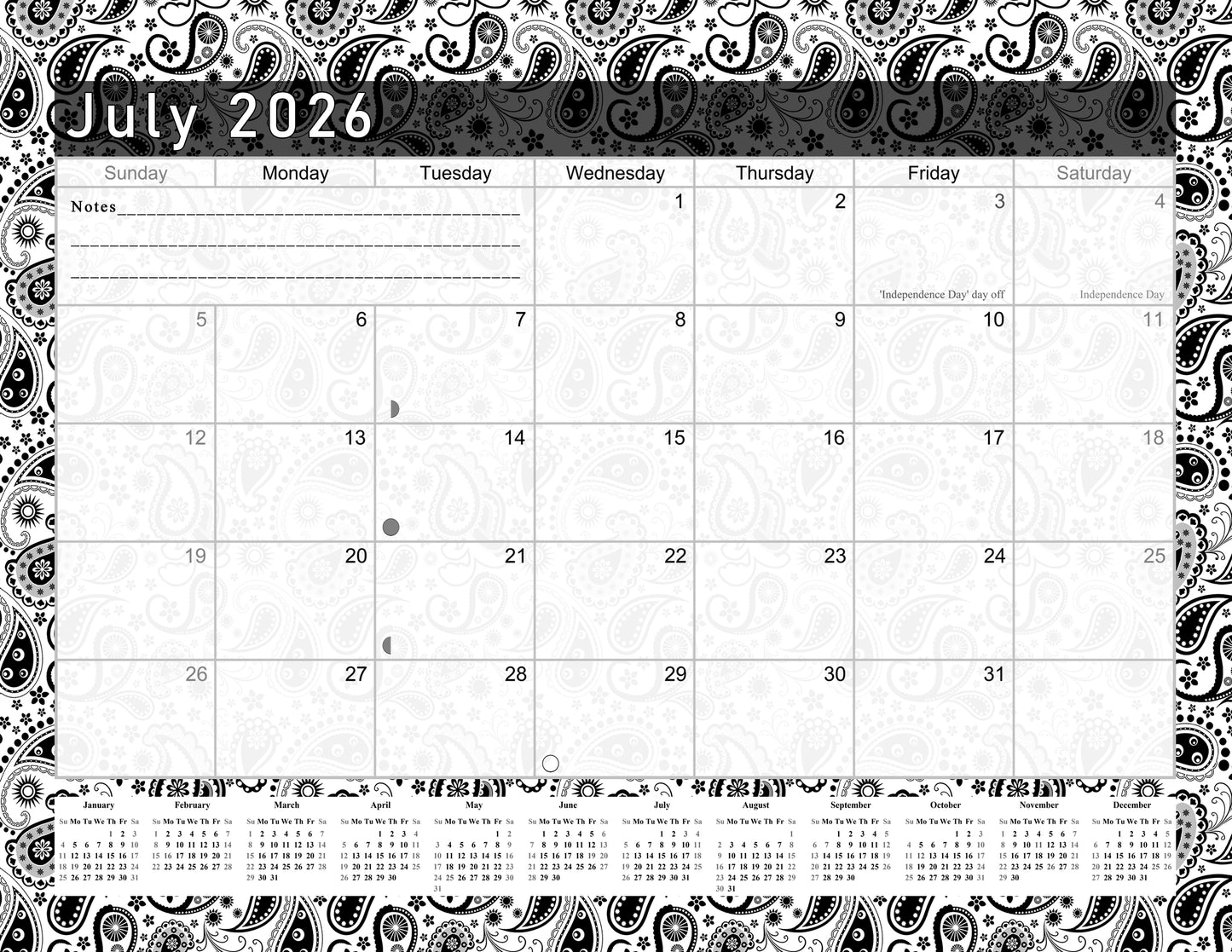 2025-2026 Monthly Spiral-Bound Wall / Desk Calendar - Desktop / Wall Blotter Calendar / Planner - (Edition #11)
