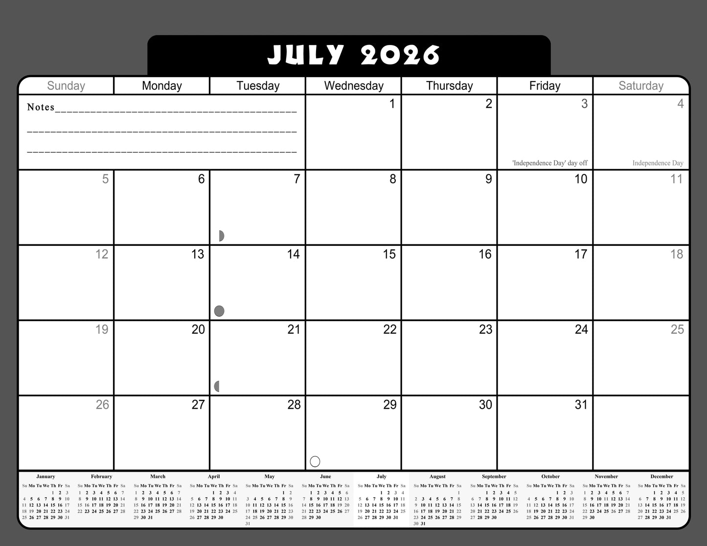 2025-2026 Monthly Spiral-Bound Wall / Desk Calendar - Desktop / Wall Blotter Calendar / Planner - (Edition #31)