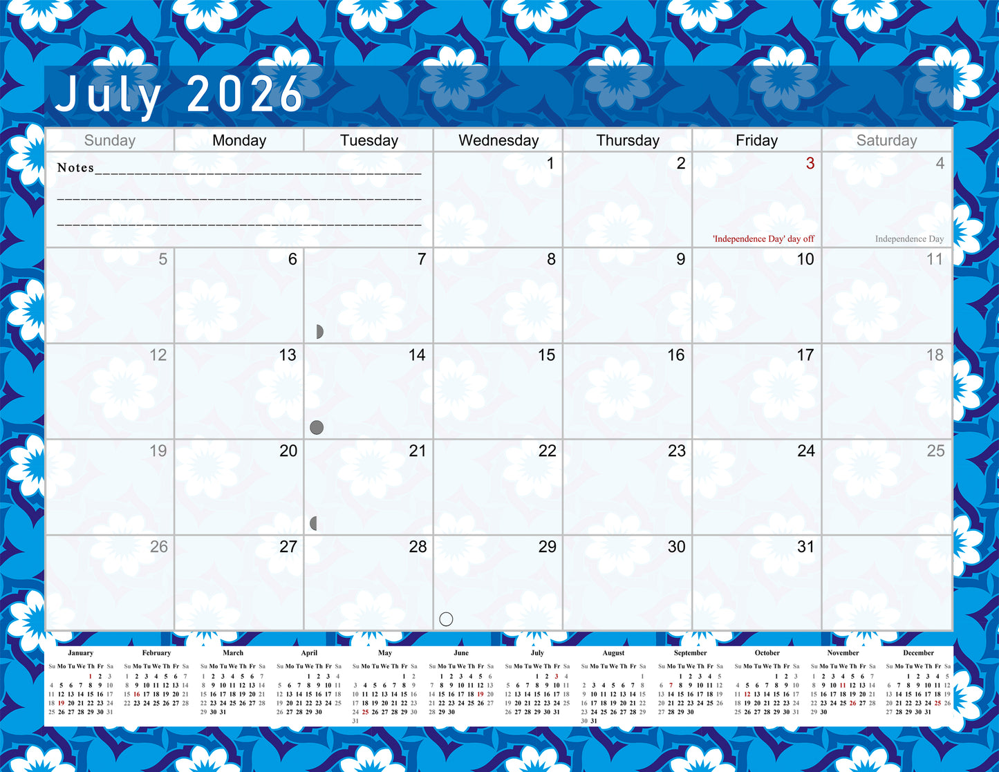 2025-2026 Monthly Spiral-Bound Wall / Desk Calendar - Desktop / Wall Blotter Calendar / Planner - (Edition #17)