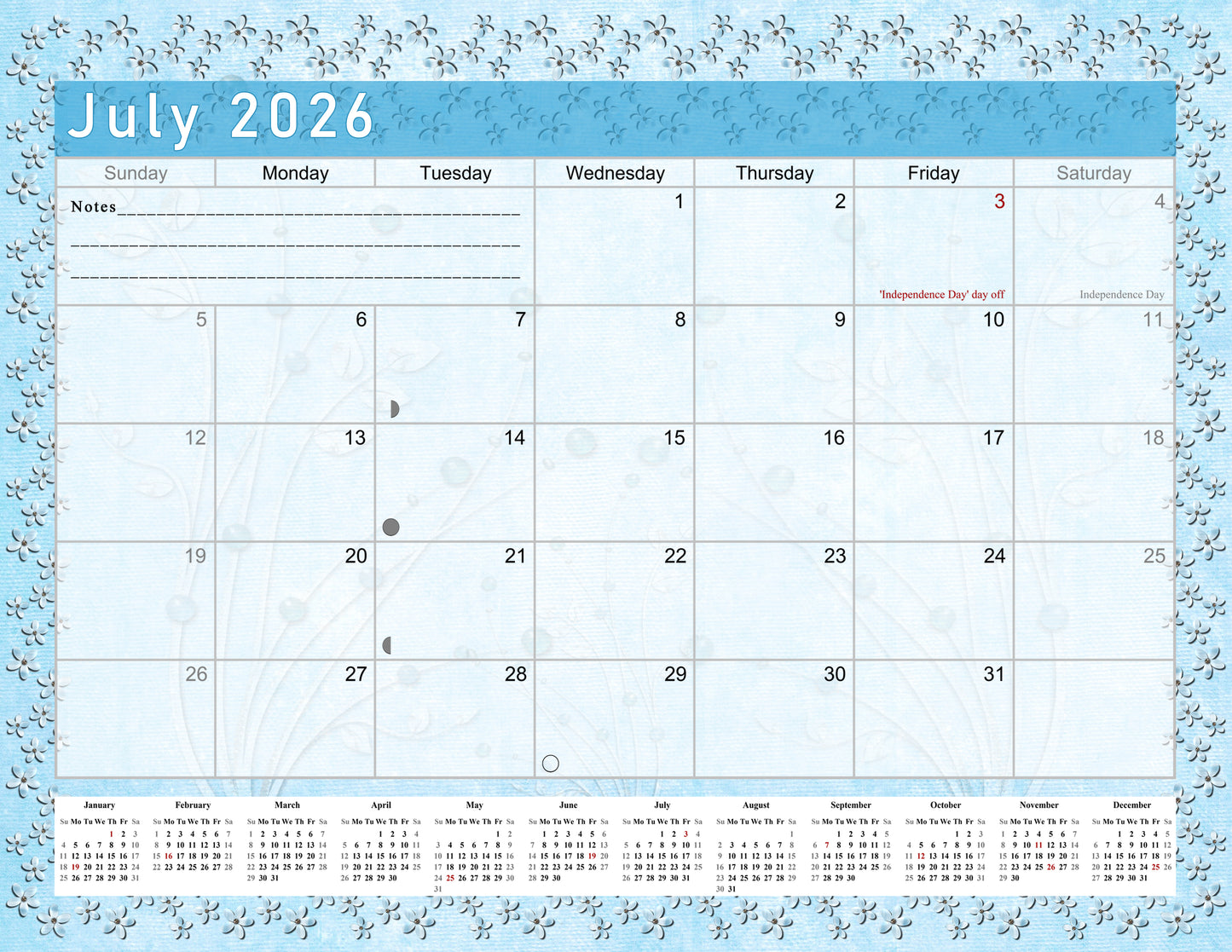 2025-2026 Monthly Spiral-Bound Wall / Desk Calendar - Desktop / Wall Blotter Calendar / Planner - (Edition #18)